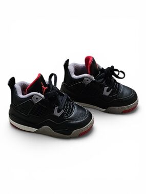 Jordan 4 Retro Sneakers Black/Red Size 6C